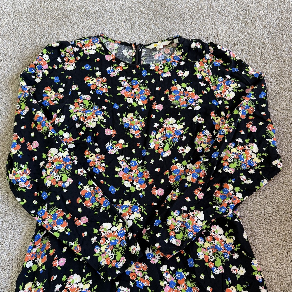 Boden Dress Womens 8 Multicolor Floral Long Sleeve Round Fit & Flare Knee Casual